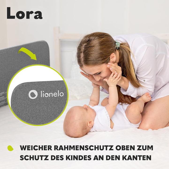 Lionelo Lora Tragbares Bettschutzgitter für Kinder, Neigungsverstellung bis 180°, klappbares Schutzg