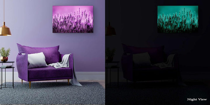 Startonight Bilder Lila Lavendel Feld Blumen, Leinwandbilder Moderne Kunst, Natur Wanddeko Kunstdruc