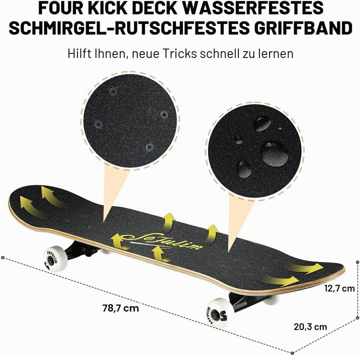 Sefulim Skateboard Adult Komplettboard 31 x 8 Zoll£¬ mit ABEC-7 Kugellager 7 Layer Ahorn f¨¹r Anf?ng
