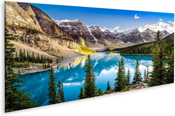 islandburner Bild auf Leinwand Landschaft Sonnenuntergang Blick Morain Lake Mountain Range Alberta K