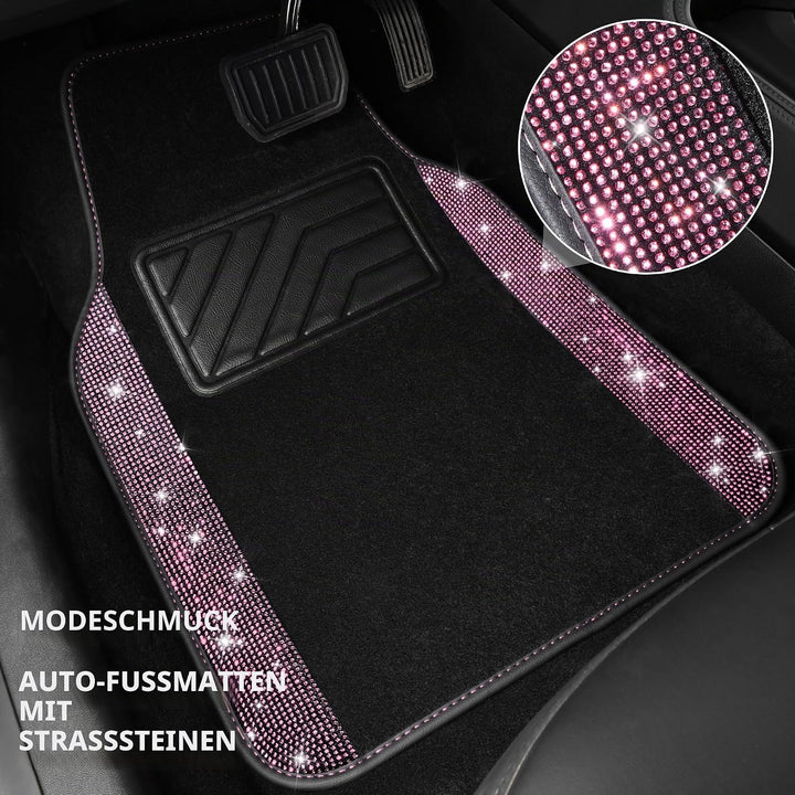 CAR PASS Universelle Passform, hübscher glänzender Strass-Teppich, komplettes Set, 4-teilig, Auto-Fu
