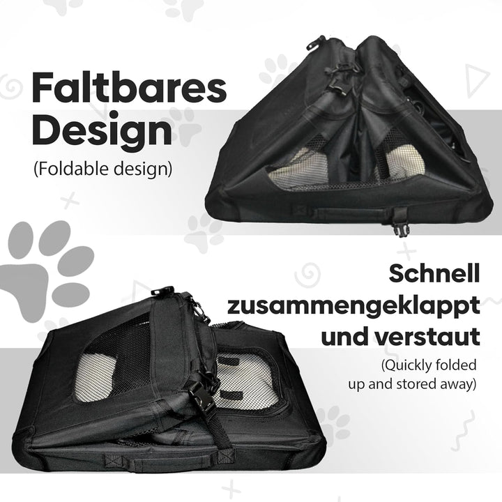 DEFACTO Hundebox faltbar für Auto &amp; Reisen | Hundetransportbox &amp; Hundetasche für Hunde, Katzen &amp; Hau