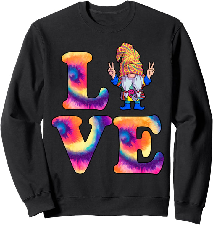 Liebe Hippie Gnomes Retro Gnom Krawattenfarbe Hippies Peace Sweatshirt