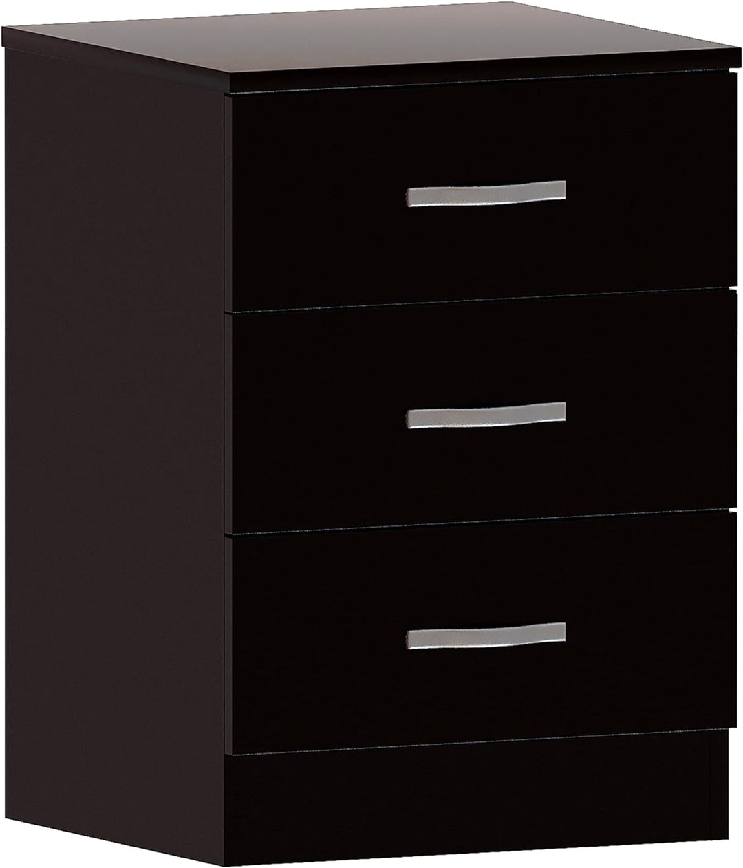 Vida Designs Riano Nachttisch mit 3 Schubladen, Schwarz, Ablagetisch, Schwarz