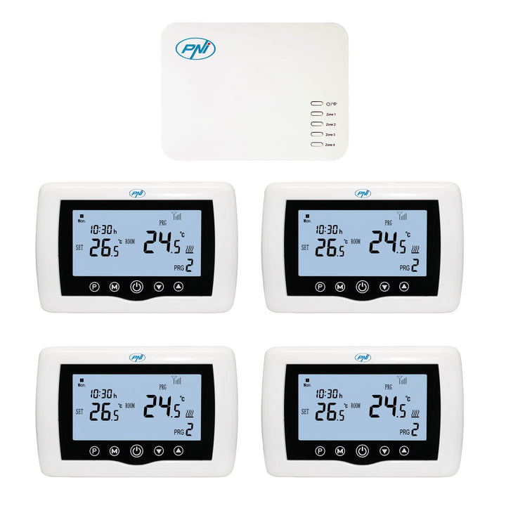 Smarter Thermostat PNI CT440 kabellos, mit WiFi, Steuerung von 4 Zonen über das Internet, für Heizan