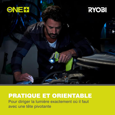 RYOBI 18 V ONE+ Akku-LED-Handleuchte RLF18-0 (Max. Lumen 280, Leuchtkopf um 180° schwenkbar, ohne Ak