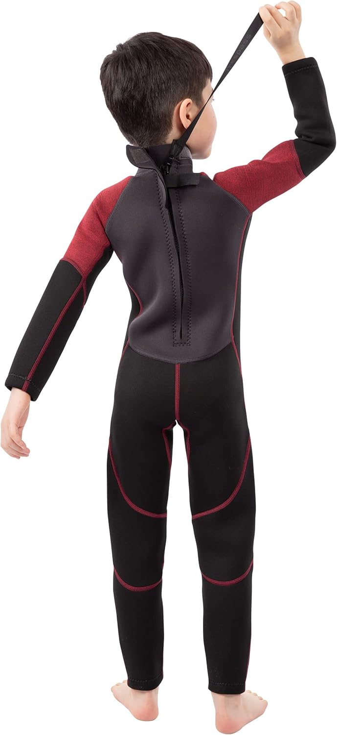 Trespass Amigo Neoprenanzug für Jungen, volle Länge, 3 mm, ergonomische Passform Merlot Marl 9 -10 J