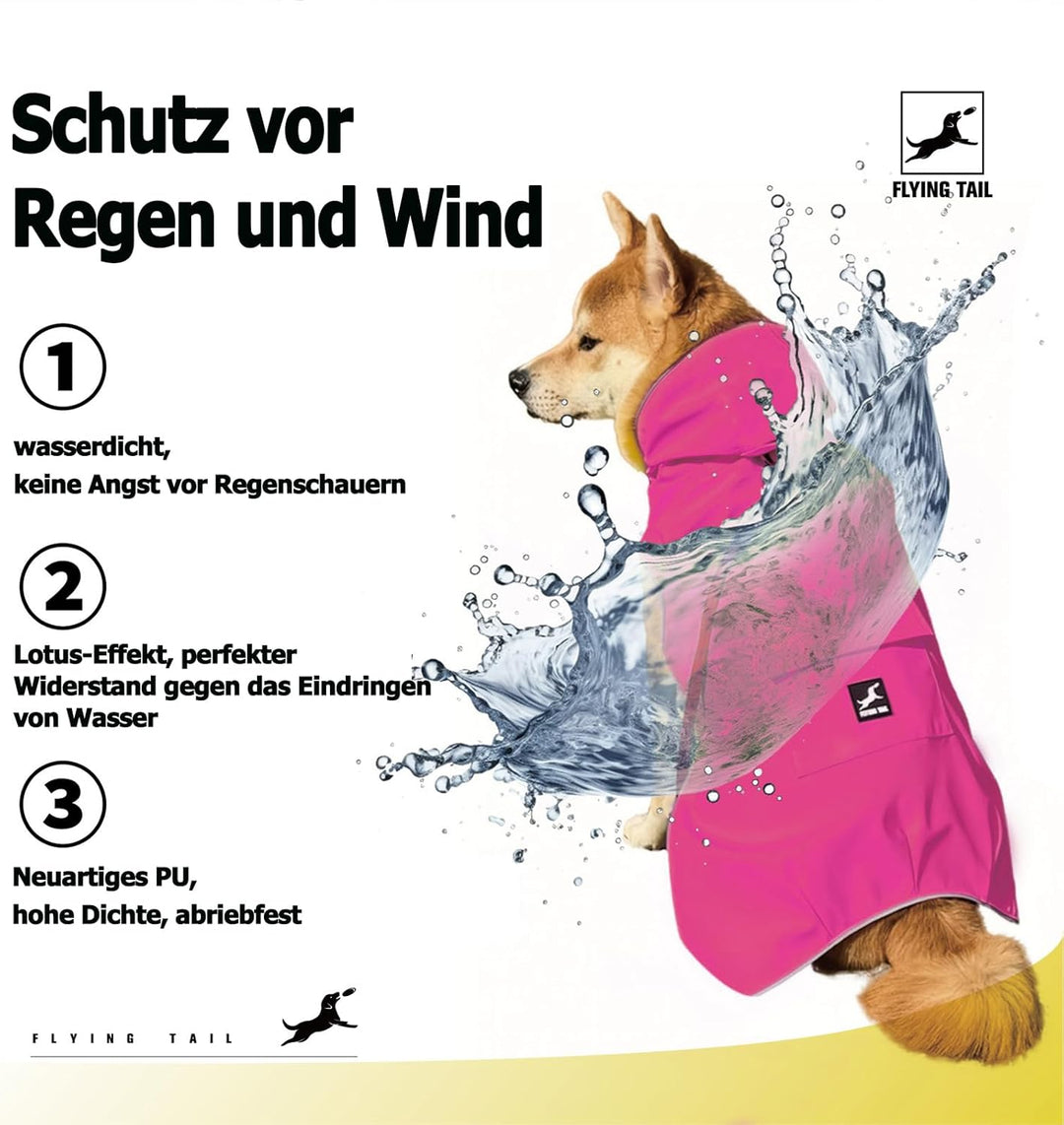 Hunde-Regenmantel, nicht steif, superweich, reflektierend, verstellbar, leicht zu tragen, Loch für d
