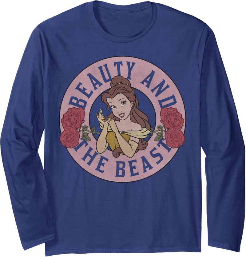 Disney Beauty And The Beast Circle Belle With Roses Langarmshirt