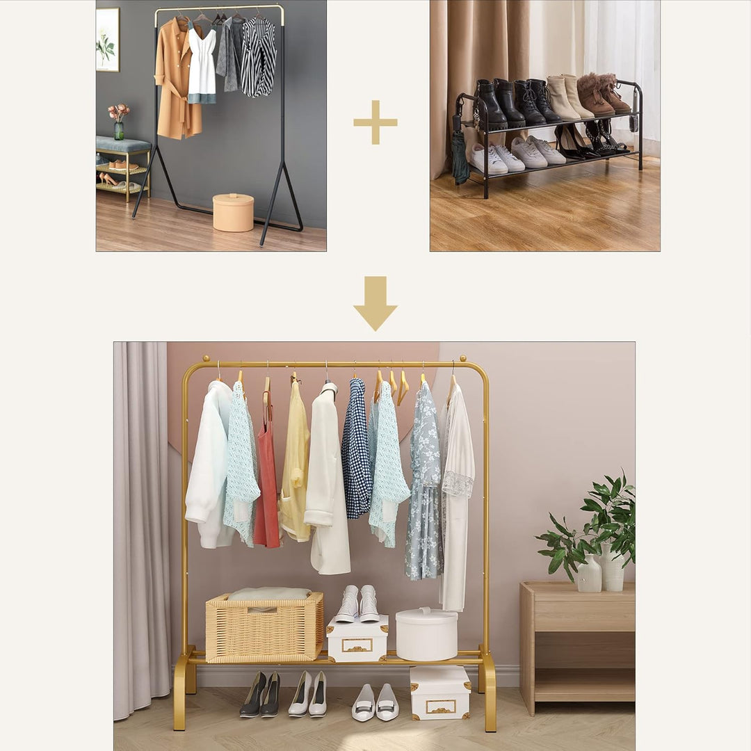 JIUYOTREE Kleiderständer 110 cm Metall Kleiderstange Kleiderstange Garderobe mit Untergestell für Mä