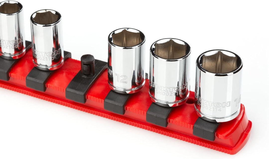 TEKTON 1/4 Inch Drive x 13 Inch Socket Rail, 15 Clips (Red) | OSR02115 Rot 1/4-Inch Drive 33,02 cm (