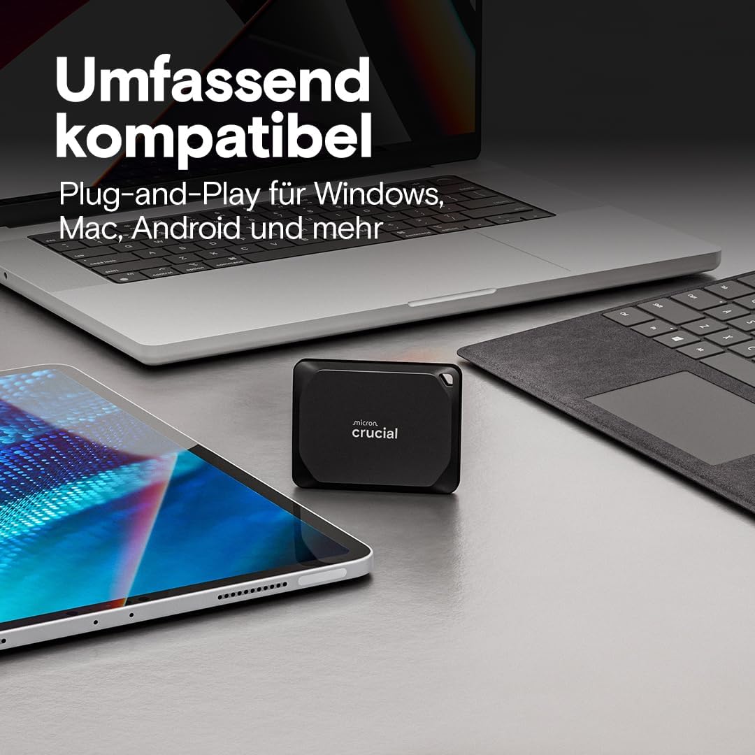 Crucial X10 Pro 4TB Externe SSD Festplatte, bis zu 2100MB/s Lesen und 2000MB/s Schreiben, PC und Mac
