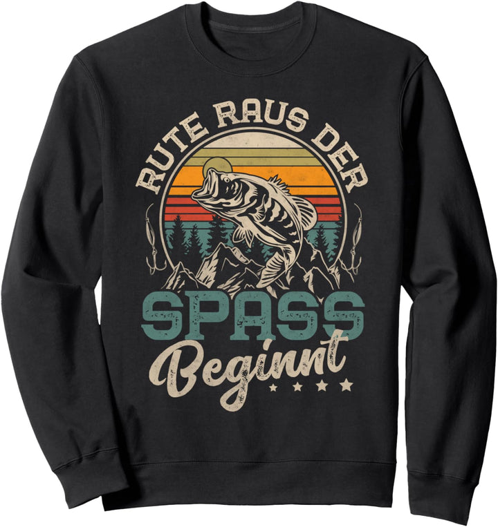 Rute Raus Der Spass Beginnt Angeln Vintage Lustiges Angler Sweatshirt