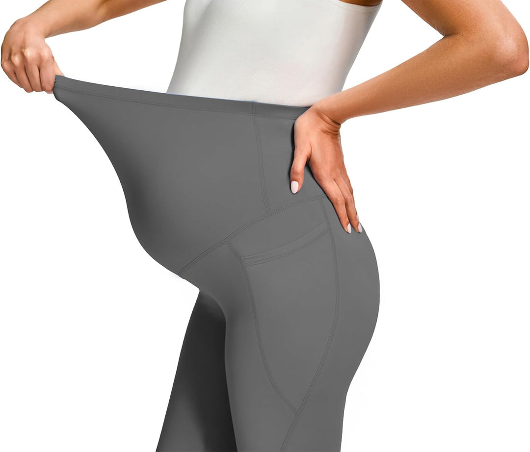 JOYSPELS Umstandsleggings über dem Bauch mit Taschen, Nicht durchsichtig, Workout-Schwangerschafts-L