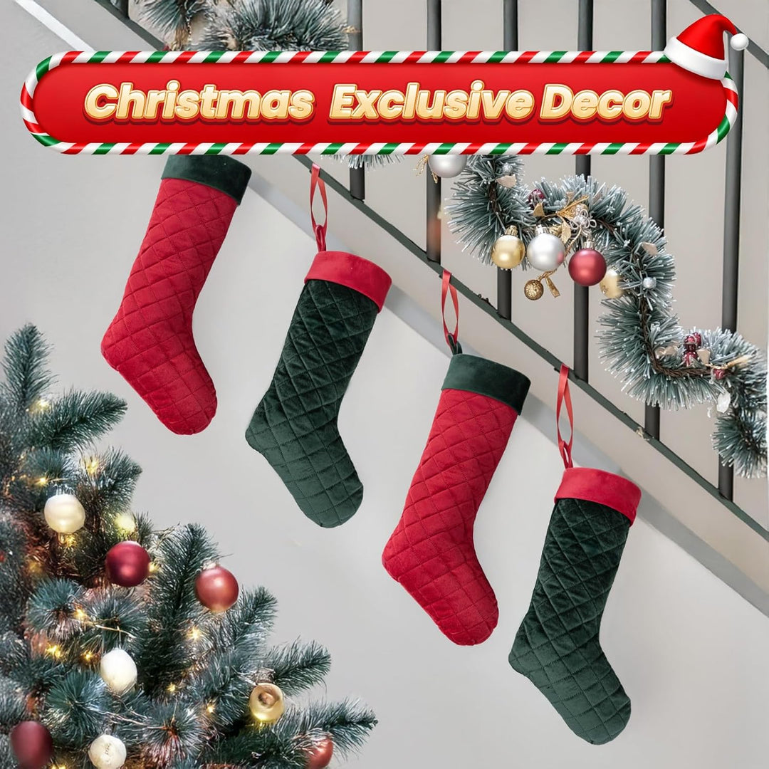 2 Stück Nikolausstrumpf zum befüllen, 48cm lang Weihnachtsstrumpf, Samt Weihnachtssocken für Party D