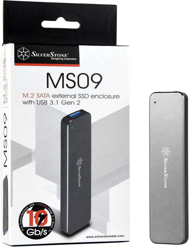 SilverStone SST-MS09C - Externes SATA zu M.2 SSD-Gehäuse, USB 3.1 Gen.2, kohle-grau