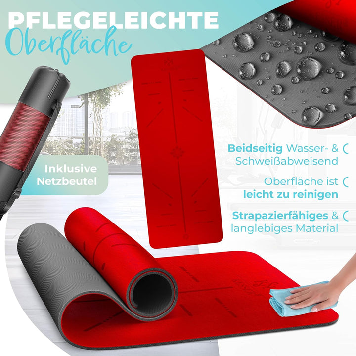 KESSER® Gymnastikmatte mit Tragegurt rutschfest TPE Yogamatte Gepolstert & rutschfest Fitnessmatte,