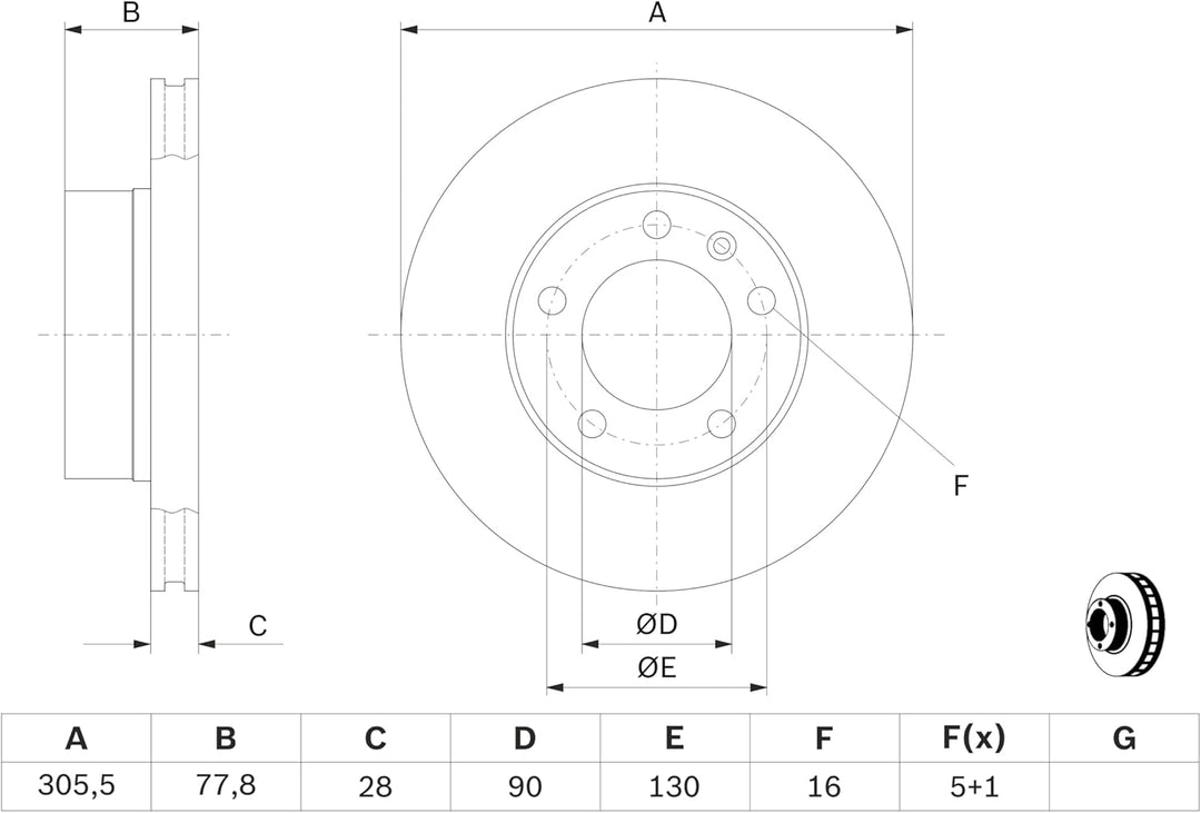 Bosch BD895 Bremsscheiben - Vorderachse - ECE-R90 Zertifizierung - eine Bremsscheibe