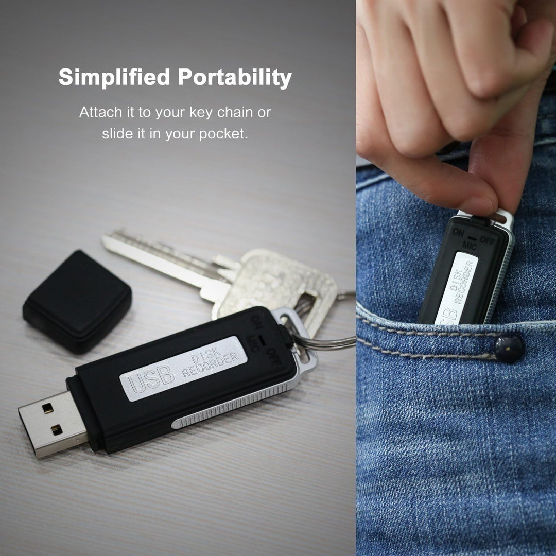 SMARTEX | Digital Diktiergerät Mini Voice Recorder mit 8GB / 150 Stunden USB Audio - Mikrofon, Voice