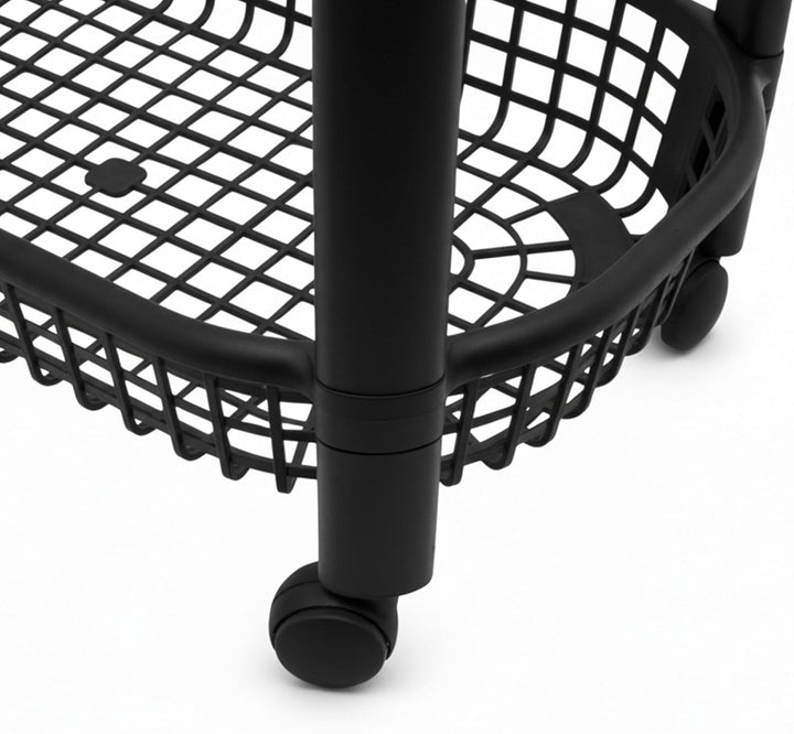 Spetebo Küchenwagen auf Rollen mit 4 Korb Ablagen 79 x 46 cm Made in EU - schwarz - Kunststoff Rollw