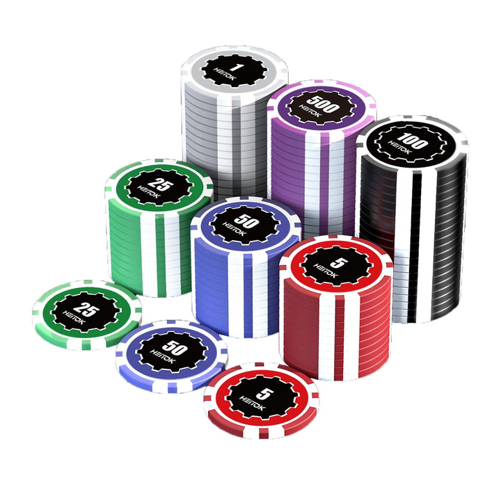 Poker-Set mit Wertigkeiten, 100 Stück 11,5-Gramm nummerierte Chips in Kartonverpackung von $1 bis $5