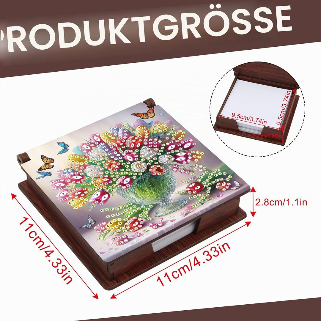 SHEGZHUC Diamond Painting Notizzettel Zettelbox Nachfüllpack Halter Bambus Notizblock mit 160 Blätte