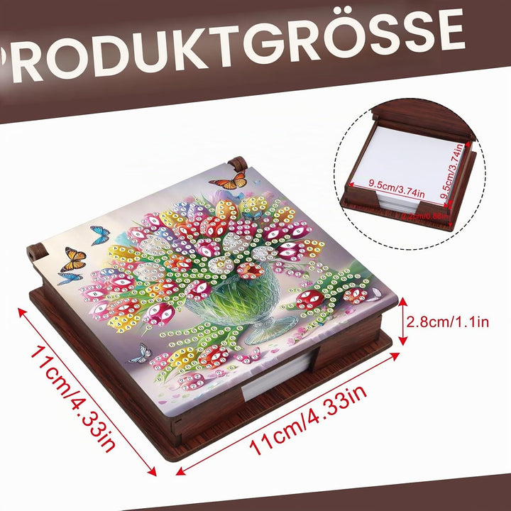 SHEGZHUC Diamond Painting Notizzettel Zettelbox Nachfüllpack Halter Bambus Notizblock mit 160 Blätte