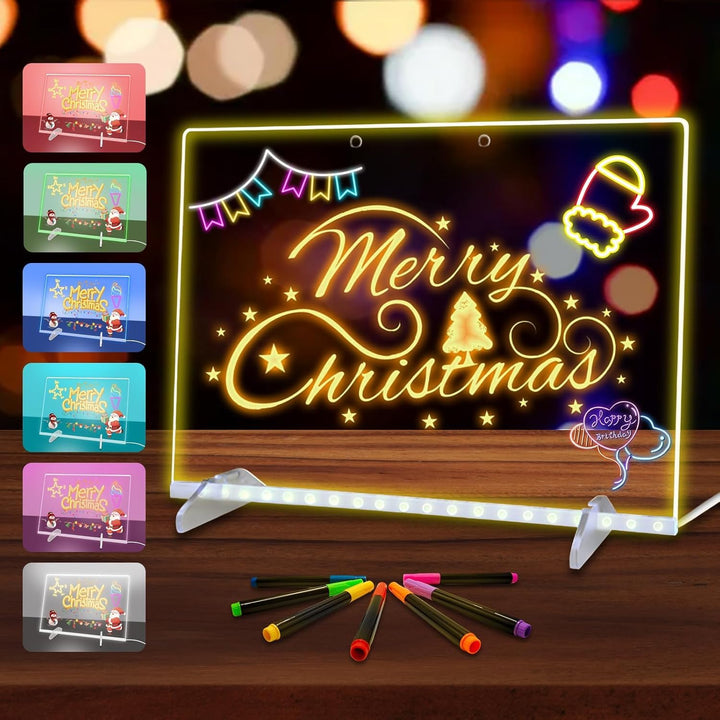 Led Zeichenbrett, Whiteboard, 35x25cm Leuchtendes Zeichenbrett mit 7 Farben & Ein/Aus-Schalter, LED