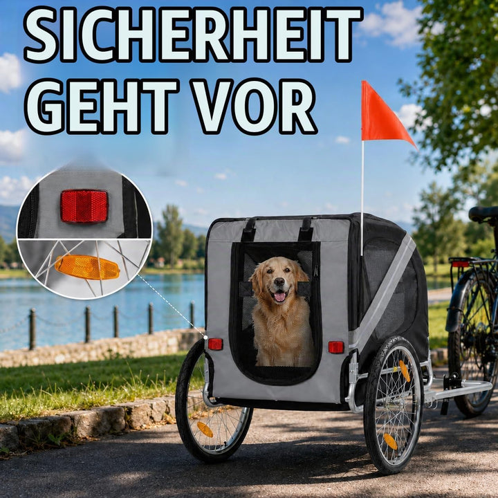 zoomundo Fahrradanhänger Hundeanhänger für Hunde-Transport Silver Frame Dunkelgrau/Schwarz, Dunkelgr
