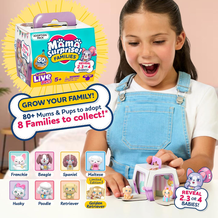 Little Live Pets Mama Surprise Families Baby-Klinik-Spielset, 3 Retriever-Welpen enthüllen, magisch,