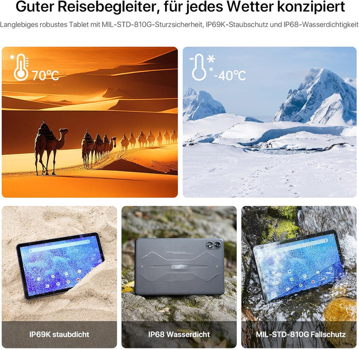 UMIDIGI 2024 Android 13 Tablet 11 Zoll,Active T1 Leichtes Rugged Tablet Wasserdicht,16GB+128GB(TF 1T