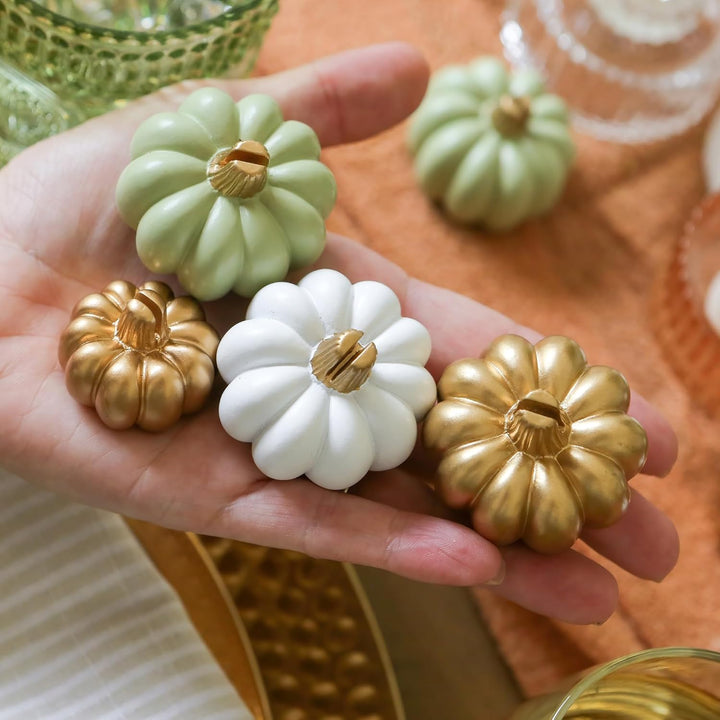 Kate Aspen Fall Decor Mini Gold Kürbis Tischkartenhalter (Set mit 6 Stück), Gedecke, perfekt für Tha