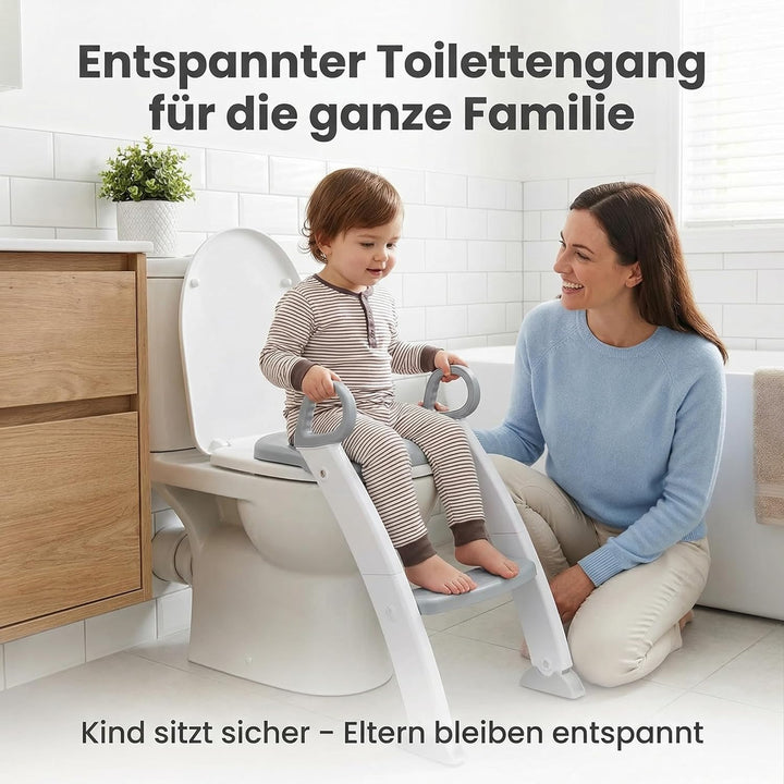 Toilettentrainer & Toilettenleiter mit Treppe für Kinder, klappbarer Toilettenaufsatz Kinder, stufen