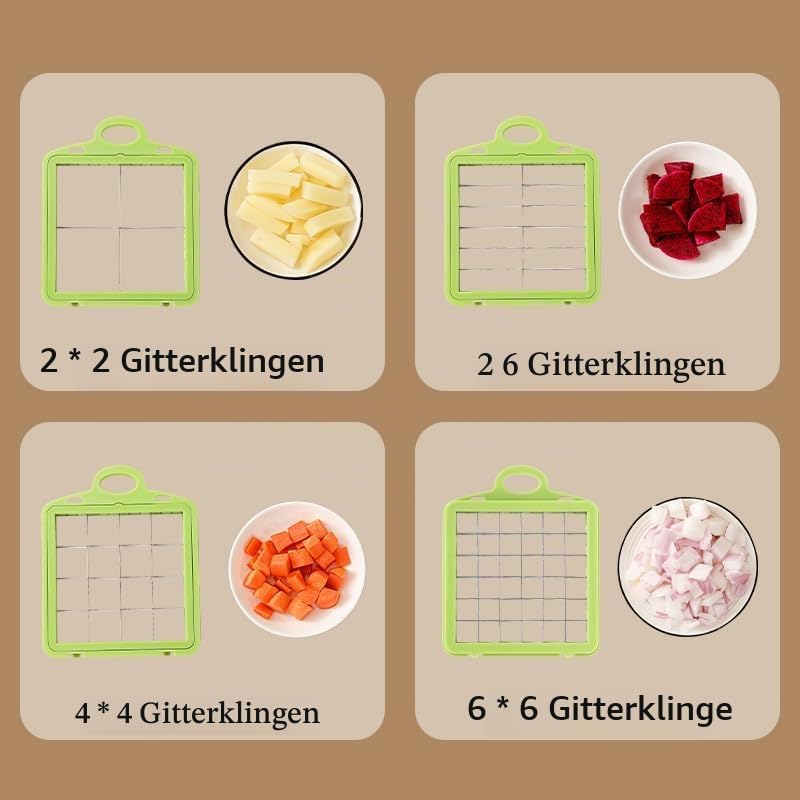 Gemüseschneider 10-in-1 mit Auffangbehälter, Mandoline Gemüsehobel aus Edelstahl, Multifunktionaler