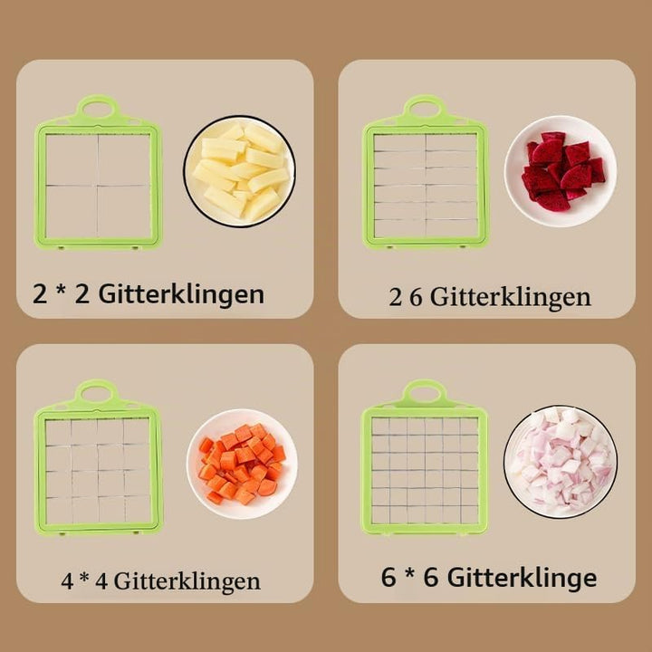 Gemüseschneider 10-in-1 mit Auffangbehälter, Mandoline Gemüsehobel aus Edelstahl, Multifunktionaler
