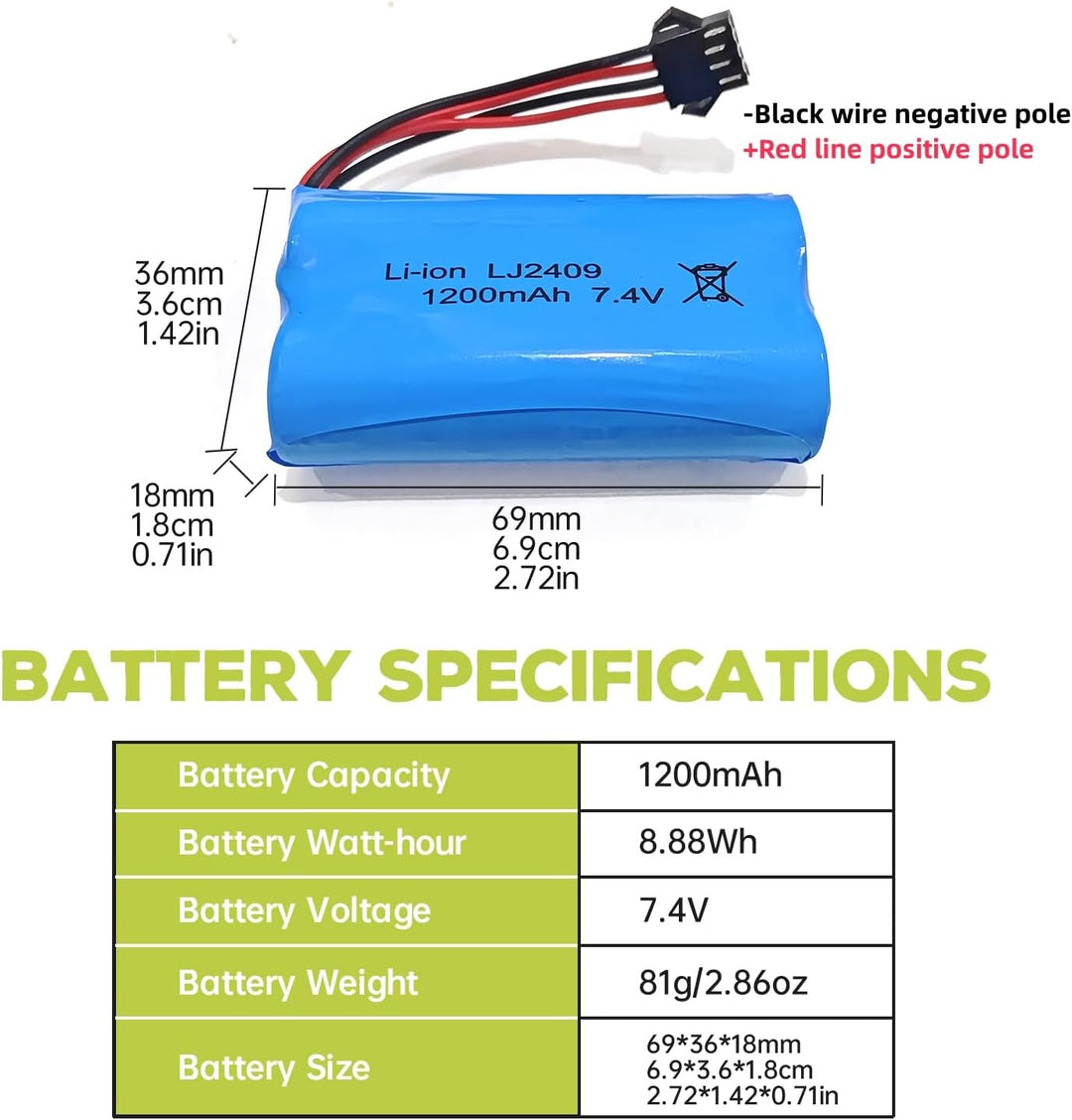 2PCS 7.4V 1200mah SM-4P Stecker Akku mit USB Ladekabel für EC08 RC Spielzeugauto Modell Geländefahrz