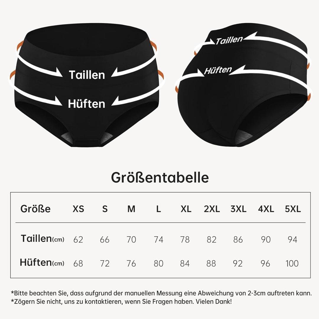 QINCAO Unterhosen Damen, 6er Pack Hohe Taille Slips Baumwolle Unterwäsche, Stretch Atmungsaktiv Pant