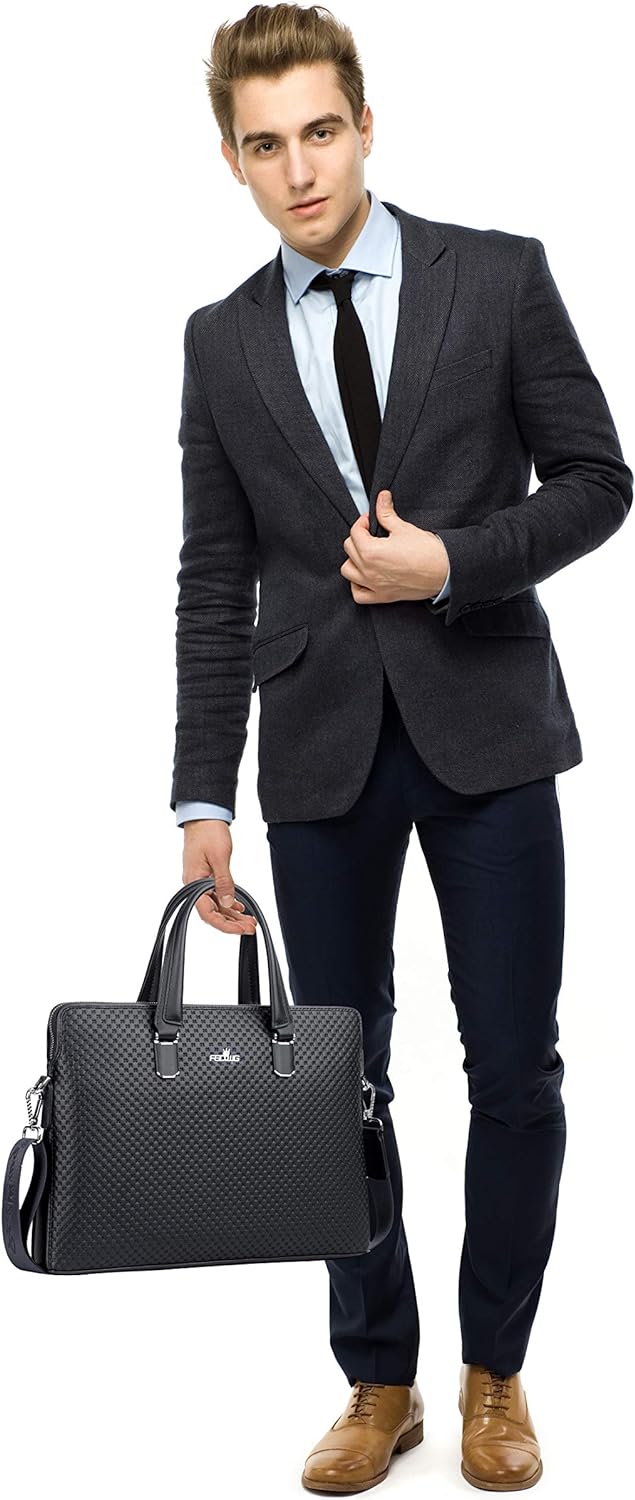 FSD.WG Herren Business Tasche,Wasserdichte Leder Aktentasche,Schulter Laptop Business Tasche für Bus