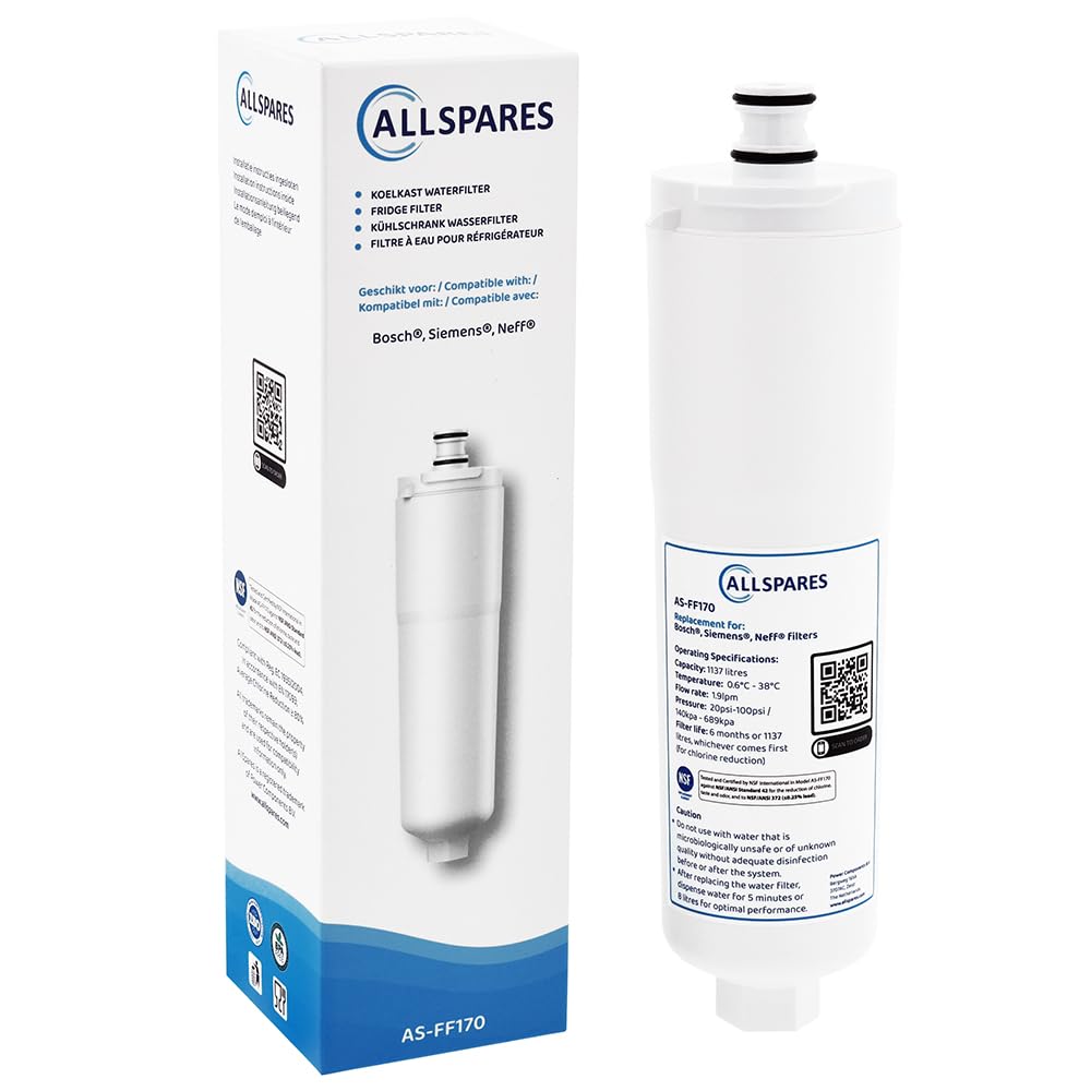 AllSpares Wasserfilter für Kühlschrank geeignet für Bosch Siemens CS-52 / CS-51/640565 und 3M 700200