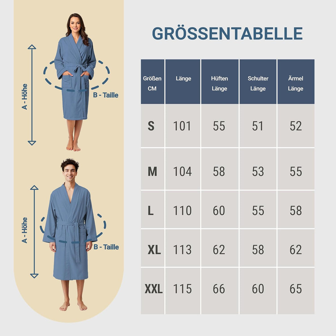 Dorian Home Bademantel aus Mikrofaser für Herren und Damen, Unisex, mit praktischen Taschen und Kapu
