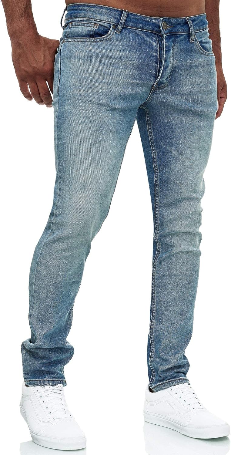 MERISH Jeans Herren Destroyed Hose Jeanshose Slim Fit Männer Denim 2081-1001 32W / 32L 502-1 Hellbla