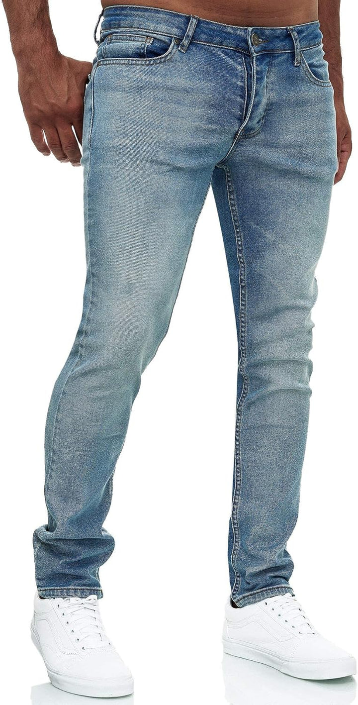 MERISH Jeans Herren Destroyed Hose Jeanshose Slim Fit Männer Denim 2081-1001 32W / 34L 502-1 Hellbla