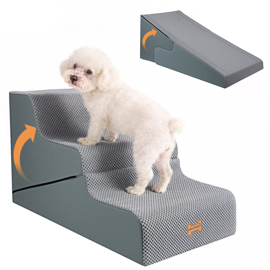 Nepfaivy Hundetreppe für Kleine Hunde 3 Stufen - 2-in-1 Hunde Treppe Hunderampe für Bett und Sofa, H
