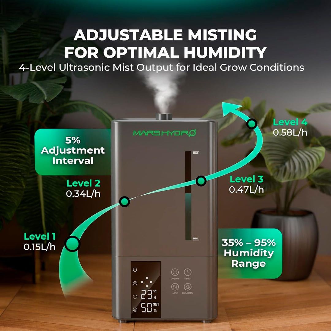 MARS HYDRO Plant Humidifier 6L,with Adjustable Humidity,Timer Function,Ultrasonic Precise and Silent