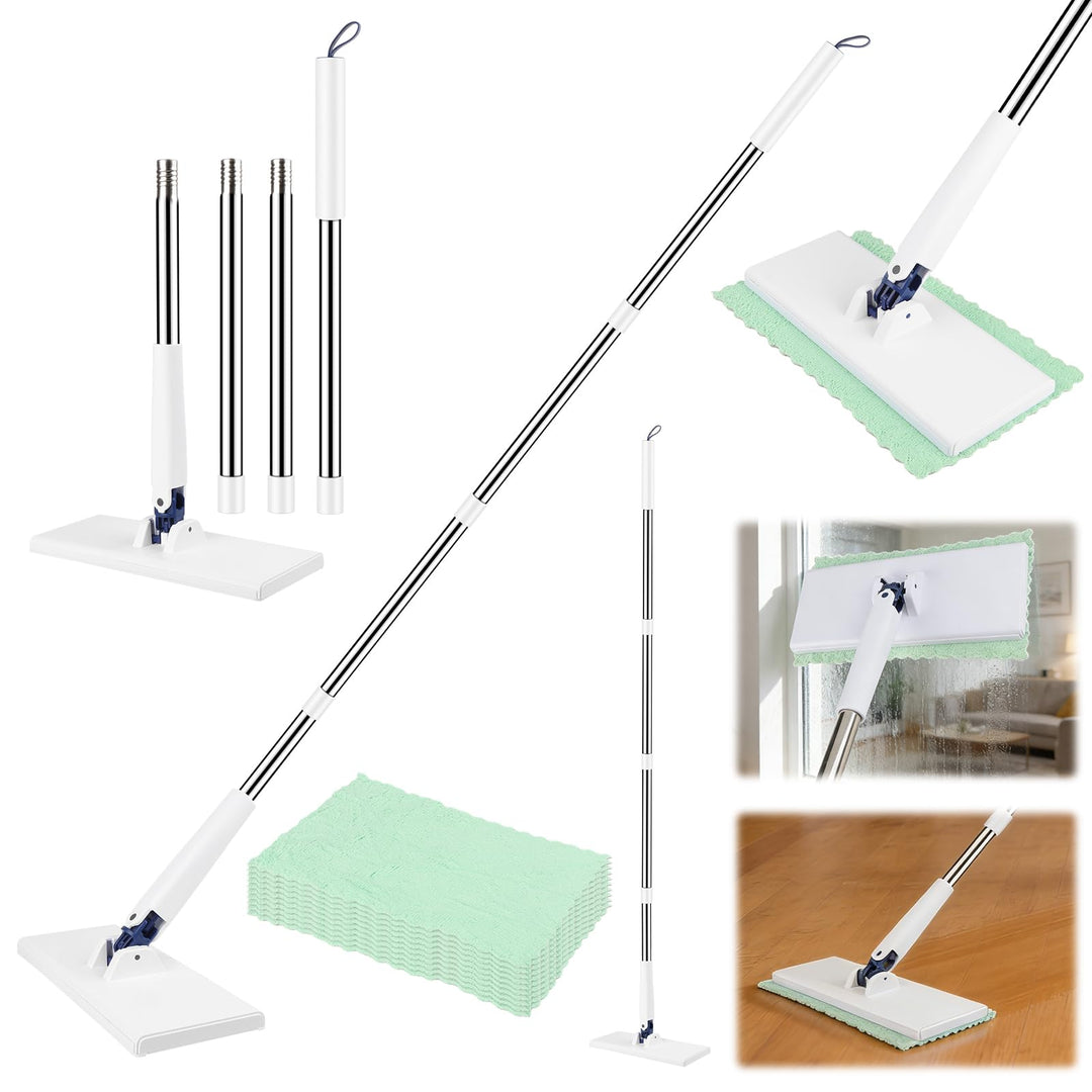 Dfydghb Fauler Wischmopp mit Druck Klemm System, Mini Mopp mit Automatischen Tuchwechsel, Ohne Hände