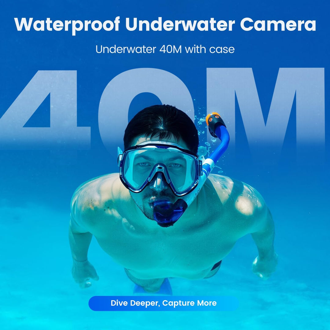 Touchscreen 4K60FPS Action Cam mit 64G Karte, 40M Unterwasserkamera 48MP HD WiFi Kamera mit EIS 8X Z