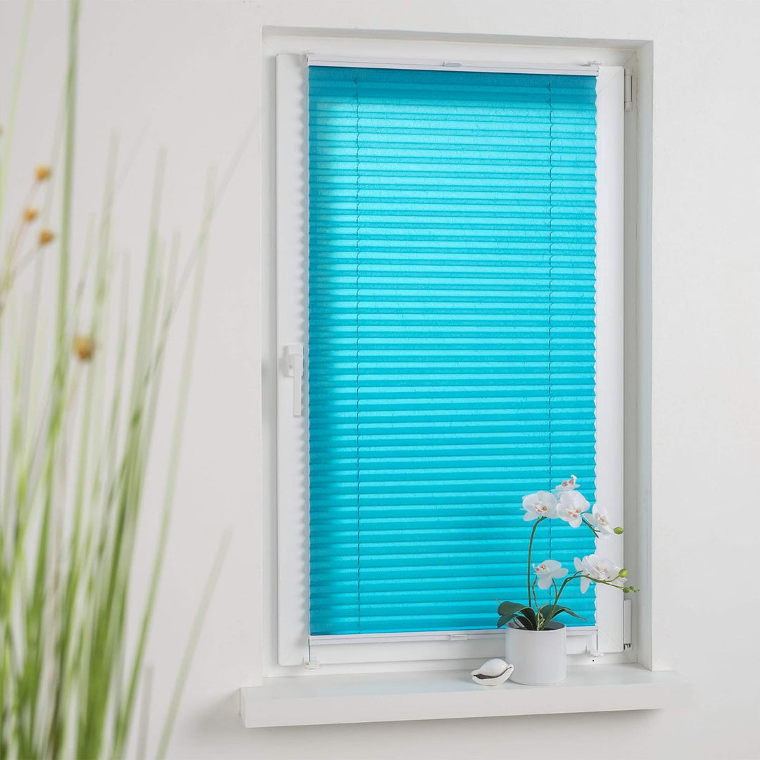 Liedeco® Plissee verspannt mit Klemmträger / 60 x 150 cm Blue Lagoon (blau) (Breite x Höhe) / lichtd
