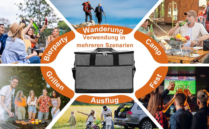 Kühltasche Gross 37L | GLANXY Kühlbox Faltbar Gross, Eistasche, Thermotasche | Picknicktasche | Lunc