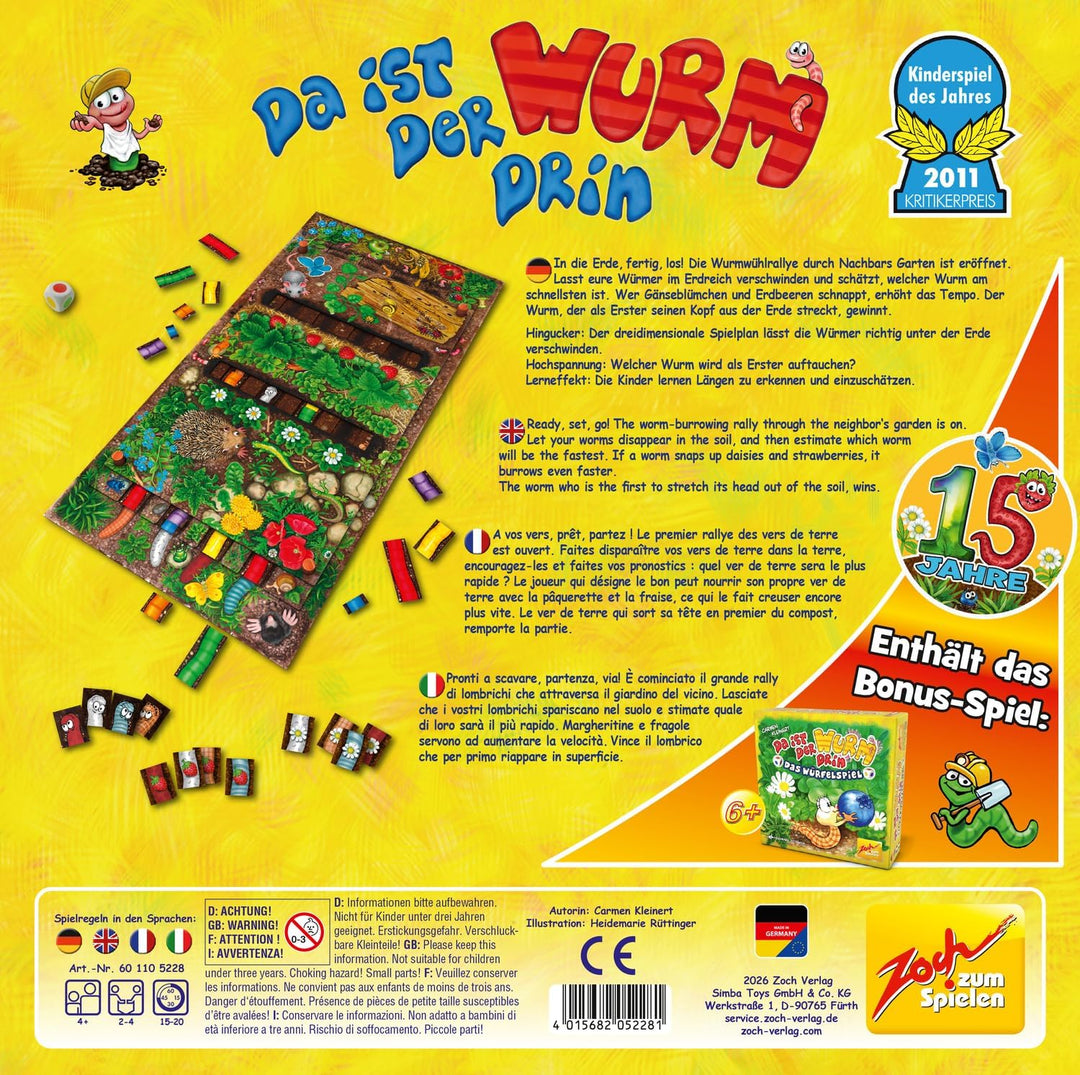 Zoch Da ist der Wurm drin (Jubiläumsedition) mit extra Würfelspiel, Kinderspiel des Jahres 2011, kin