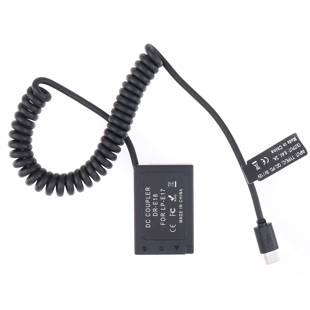 FOTGA USB-C Typ-C auf LP-E17 Federkabel DR-E18 Volldecodierungskabel für Canon EOS RP 77D 200D Mark